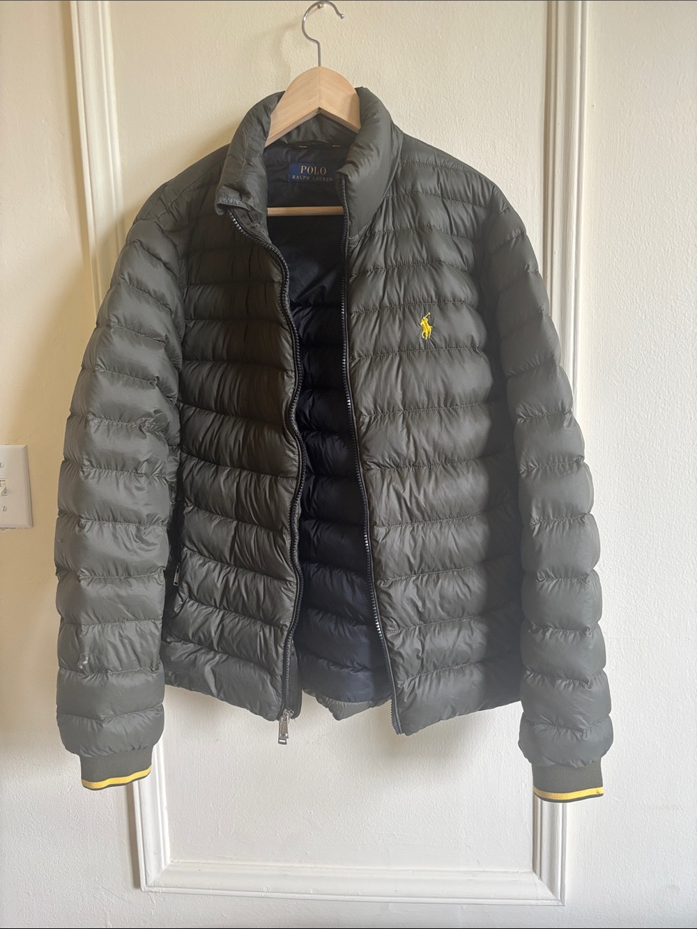 Polo by Ralph Lauren Olive Puffer Jacket with Yellow Pony